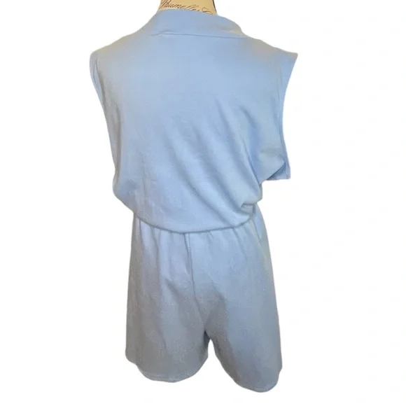 NEW COTTON SLEEVELESS ROMPER WITH POCKETS SPRING BLUE PLUS SIZE 3X - Picture 5 of 7